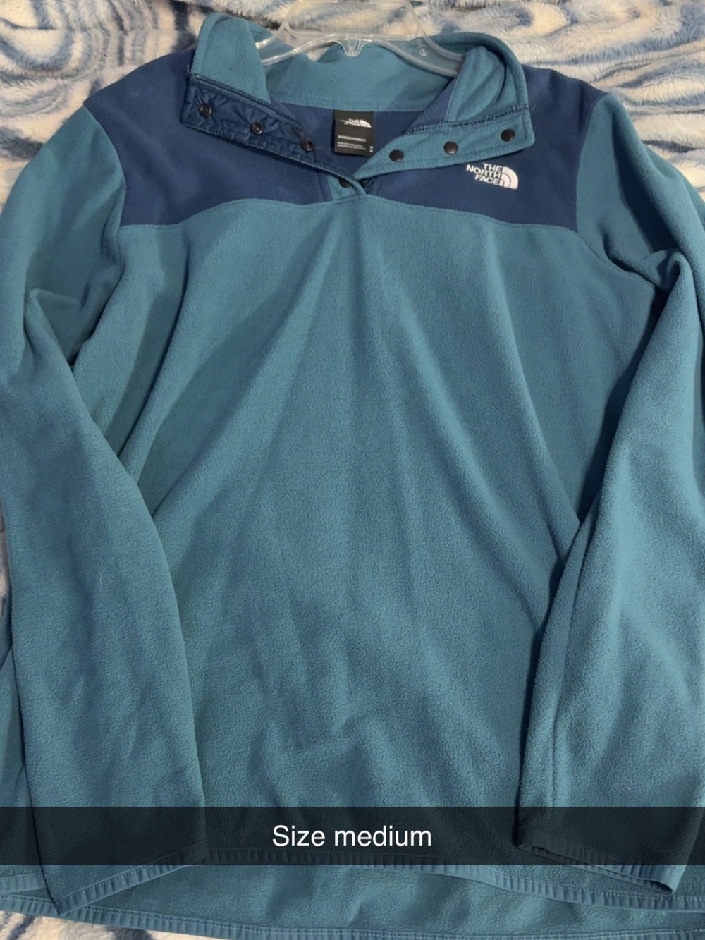 The North Face Two-Tone Blue Snap Pullover Fleece